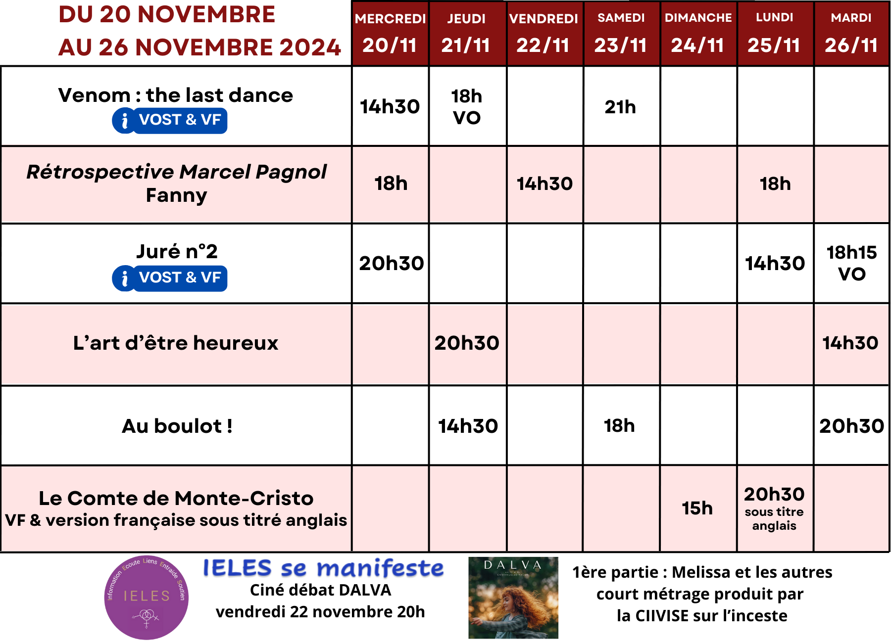 du 20 novembre au 26 novembre